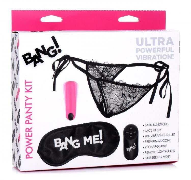 BANG! POWER PANTY LACE PANTIES BULLET &amp; BLINDFOLD KIT PINK
