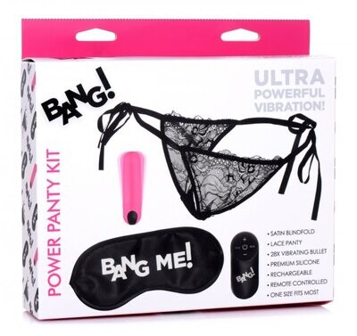 BANG! POWER PANTY LACE PANTIES BULLET &amp; BLINDFOLD KIT PINK