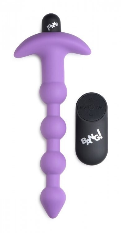 BANG! VIBRATING SILICONE ANAL BEADS &amp; REMOTE PURPLE