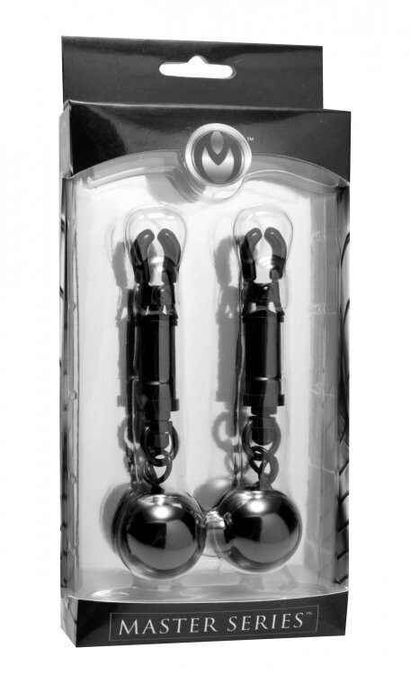 MASTER SERIES BLACK BOMBER NIPPLE CLAMPS W/BALL WEIGHT