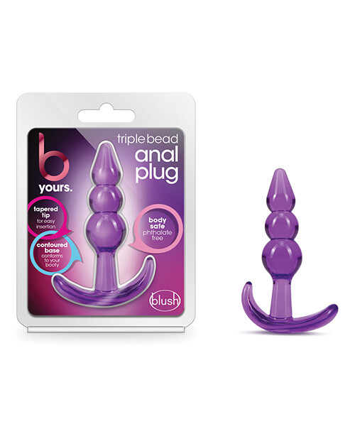 B YOURS TRIPLE BEAD ANAL PLUG PURPLE