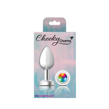 CHEEKY CHARMS SILVER METAL LIGHT UP BUTT PLUG MEDIUM