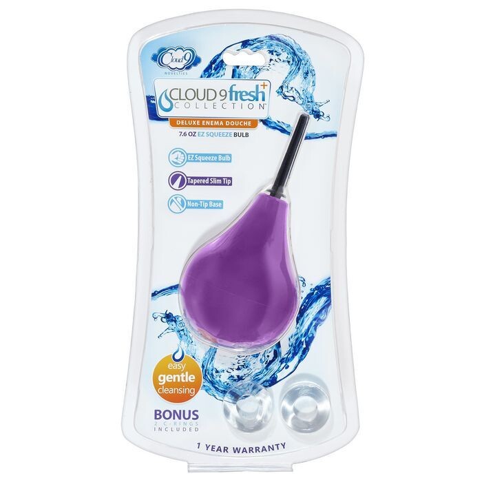 CLOUD 9 FRESH + DELUXE ANAL SOFT TIP ENEMA DOUCHE 7.6 OZ W/ EZ SQUEEZE BULB &amp; 2 C-RINGS