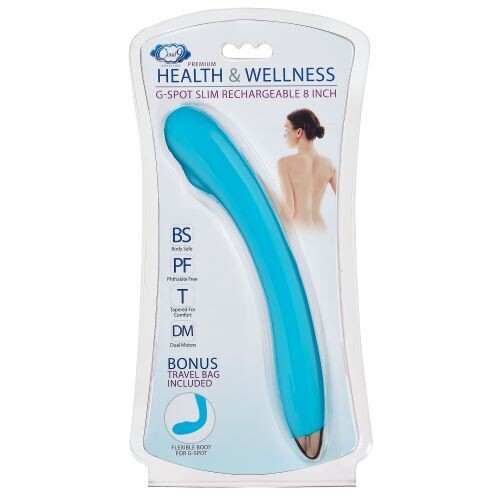 CLOUD 9 RECHARGEABLE G-SPOT SLIM 8IN SINGLE MOTOR AQUA BLUE