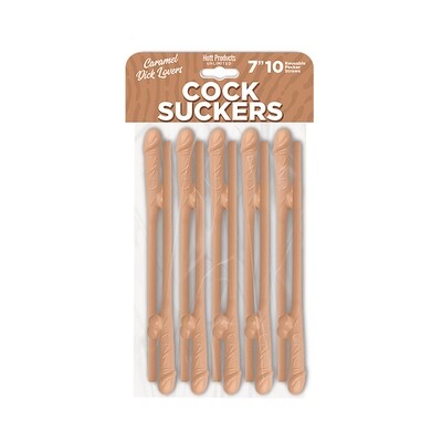 COCK SUCKERS PECKER STRAWS CARAMEL LOVERS 10PK