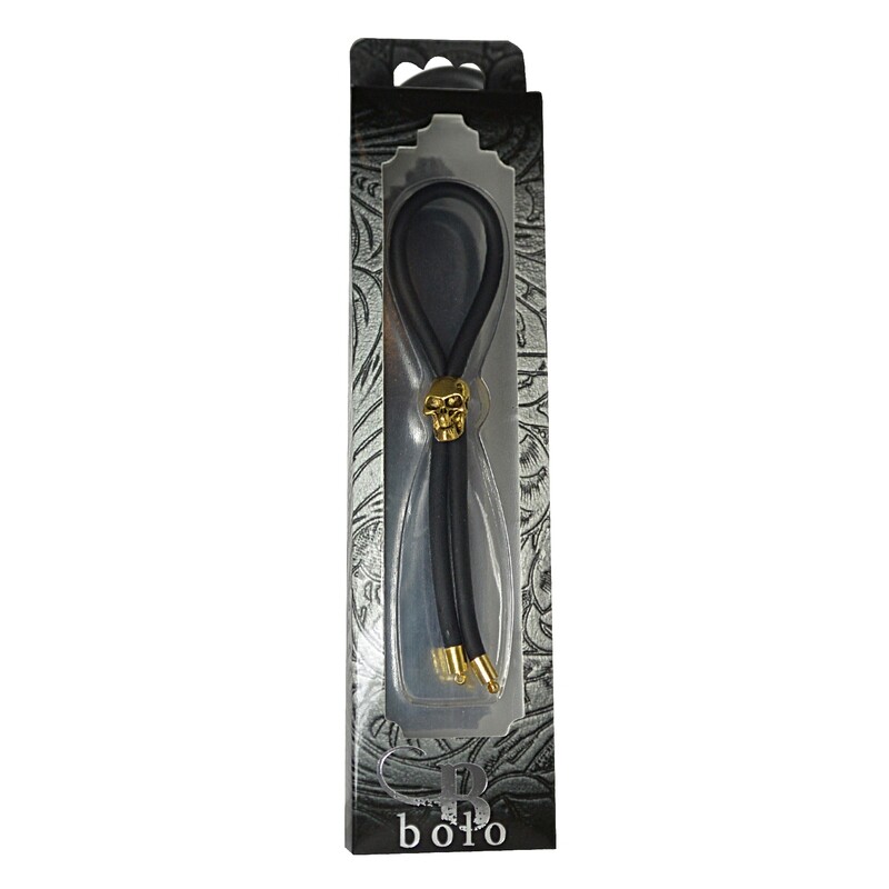 C-RING LASSO GOLD SKULL BEAD SILICONE BLACK