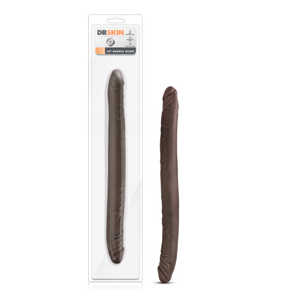 DR SKIN 16&quot; DOUBLE DILDO CHOCOLATE