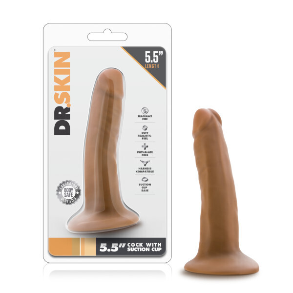 DR SKIN 5.5&quot; COCK W/ SUCTION CUP MOCHA