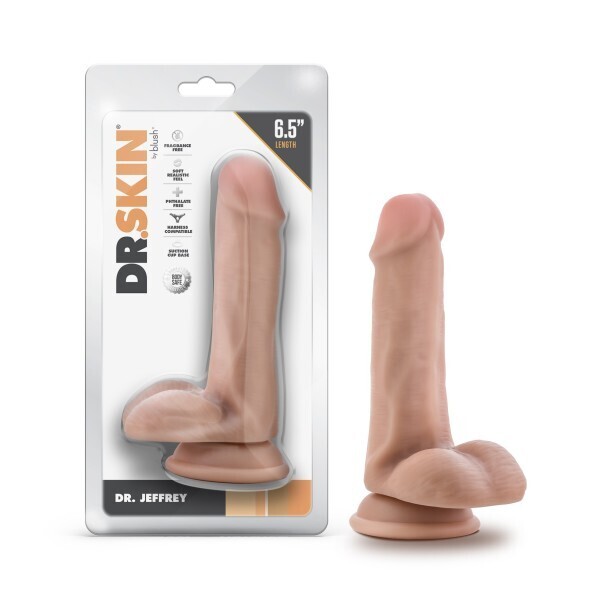 DR SKIN DR JEFFREY 6.5IN DILDO W BALLS BEIGE