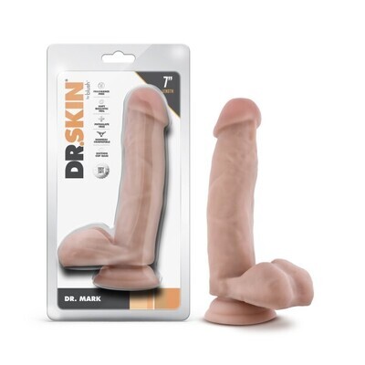 DR SKIN DR MARK 7IN DILDO W BALLS BEIGE