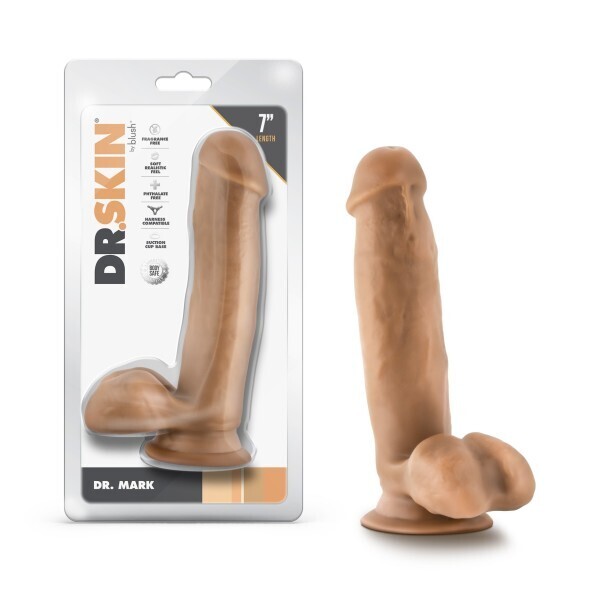 DR SKIN DR MARK 7IN DILDO W/ BALLS TAN