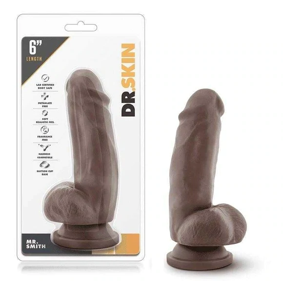 DR SKIN MR SMITH 6 DILDO W/SUCTION CUP CHOCOLATE