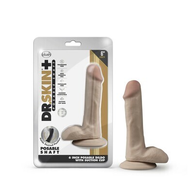 DR SKIN PLUS 6IN POSEABLE DILDO W/BALLS VANILLA