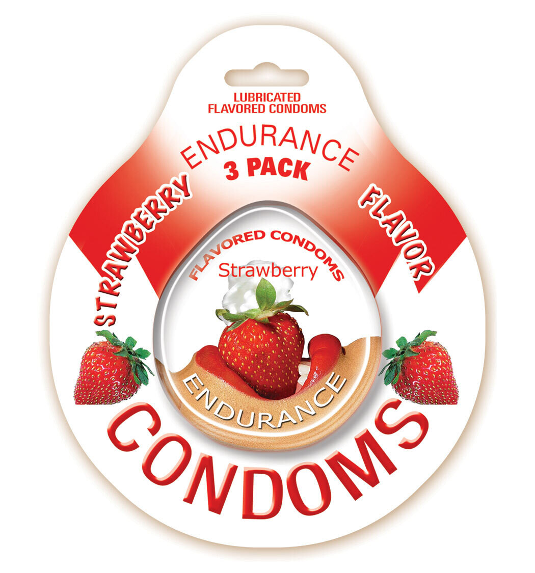 ENDURANCE FLAVED 3PK CONDOMS - STRAWBERRY
