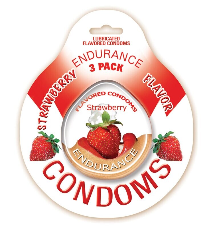 ENDURANCE FLAVED 3PK CONDOMS - STRAWBERRY