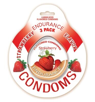 ENDURANCE FLAVED 3PK CONDOMS - STRAWBERRY