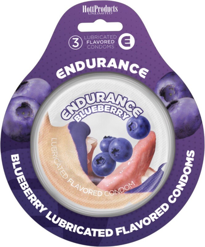 ENDURANCE FLAVED 3PK CONDOMS - BLUEBERRY