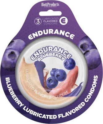 ENDURANCE FLAVED 3PK CONDOMS - BLUEBERRY