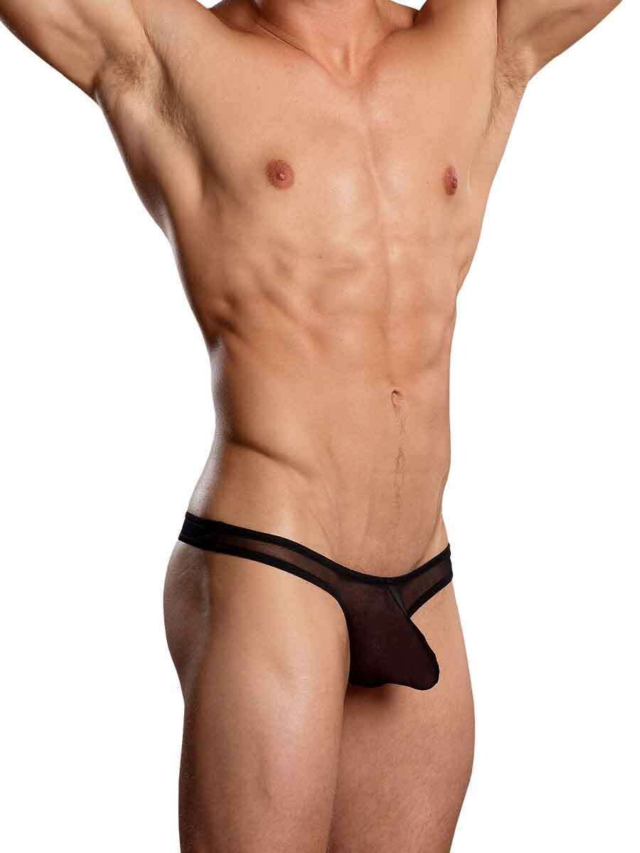 EURO MALE MESH THONG BLACK LARGE/ XL