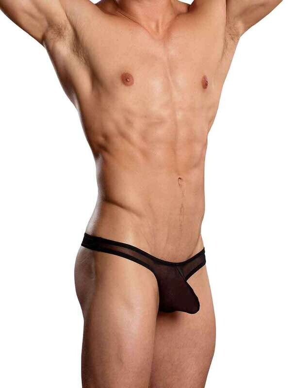 EURO MALE MESH THONG BLACK LARGE/ XL