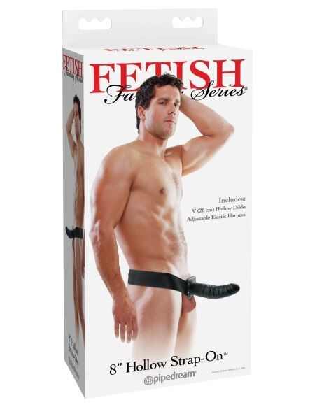 FETISH FANTASY 8IN HOLLOW STRAP ON BLACK
