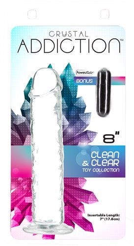 ADDICTION CRYSTAL 8 VERTICAL DONG CLEAR TPE W/ BULLET