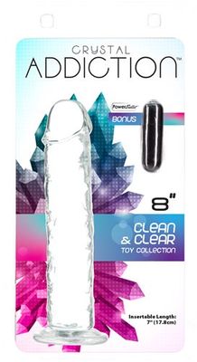 ADDICTION CRYSTAL 8 VERTICAL DONG CLEAR TPE W/ BULLET