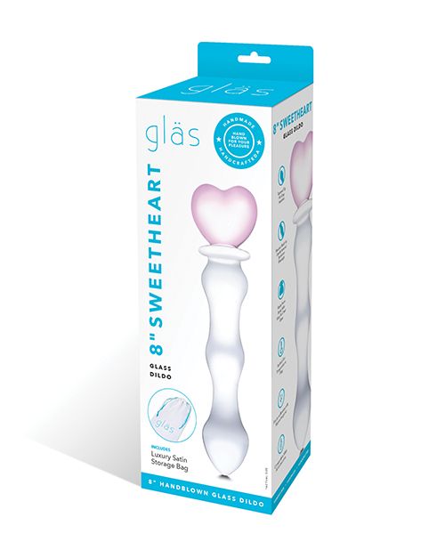 GLAS 8&quot; SWEETHEART GLASS DILDO