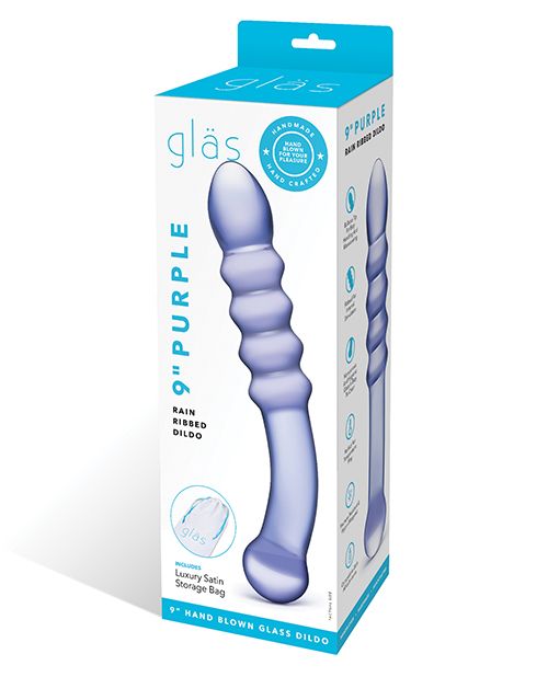 GLAS PURPLE RAIN RIBBED DILDO