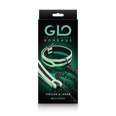 GLO BONDAGE COLLAR &amp; LEASH GREEN