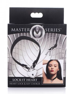 MASTER SERIES LOCK-IT HEART LOCK &amp; KEY CHOKER