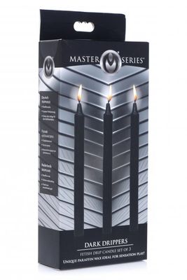 MASTER SERIES DARK DRIPPERS FETISH DRIP CANDLE SET OF 3 BLACK CANDLES