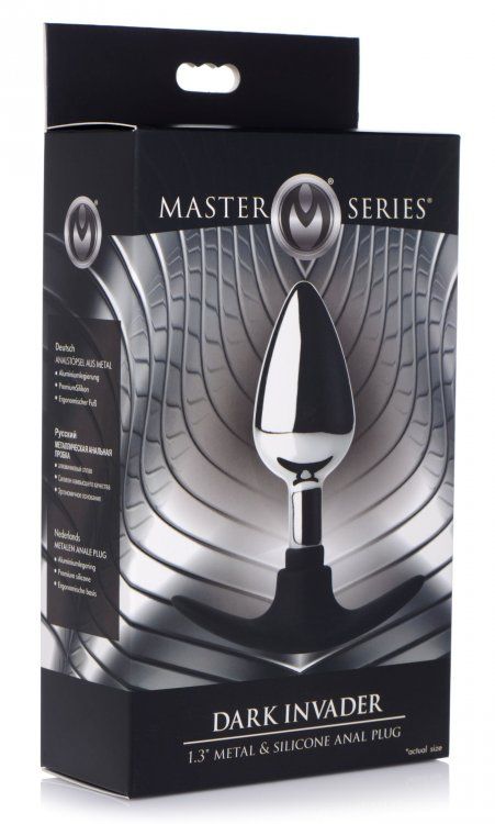 MASTER SERIES DARK INVADER METAL &amp; SILICONE ANAL PLUG MEDIUM