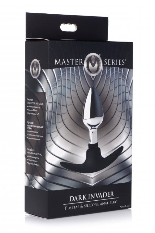 MASTER SERIES DARK INVADER METAL &amp; SILICONE ANAL PLUG SMALL