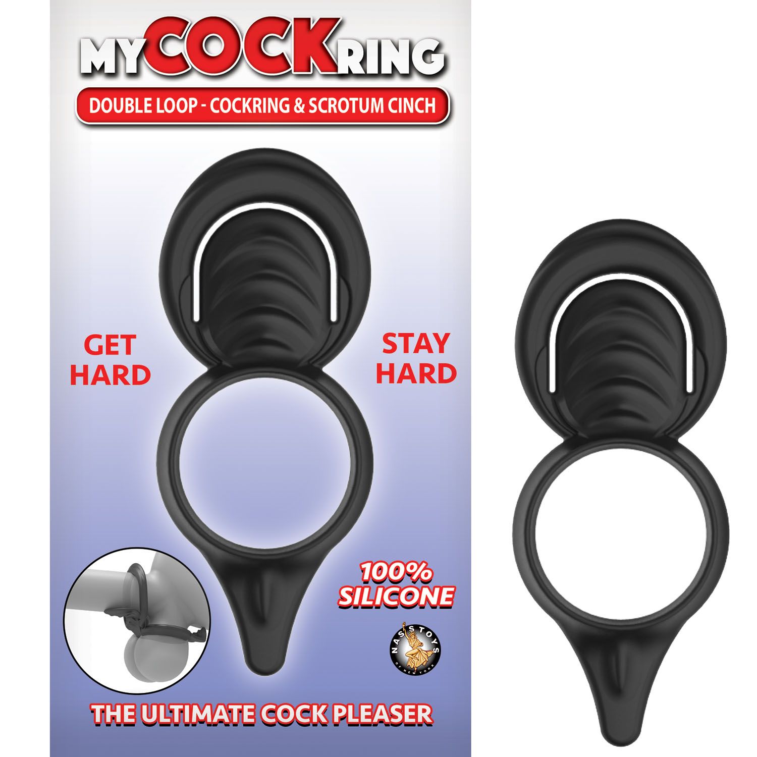 MY COCKRING DOUBLE LOOP COCK RING &amp; SCROTUM CINCH BLACK