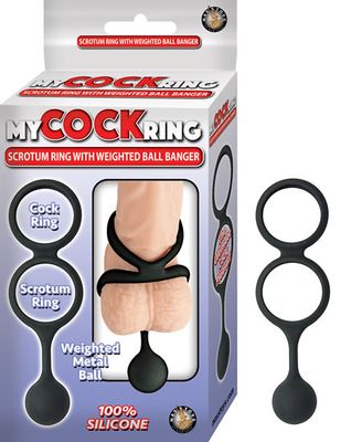 MY COCKRING VIBRATING SCOTUM W/ WEIGHTED BALL BANGER BLK