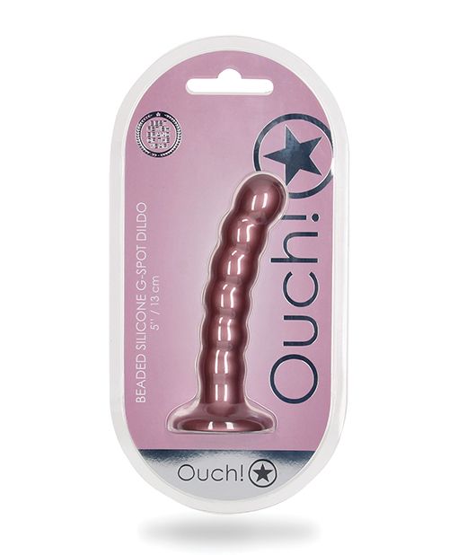 OUCH! BEADED SILICONE G-SPOT DILDO 5IN ROSE GOLD