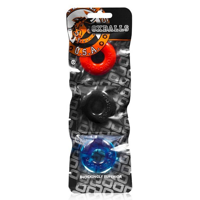OXBALLS RINGER 3 PK COCKRING MULTI COLORS