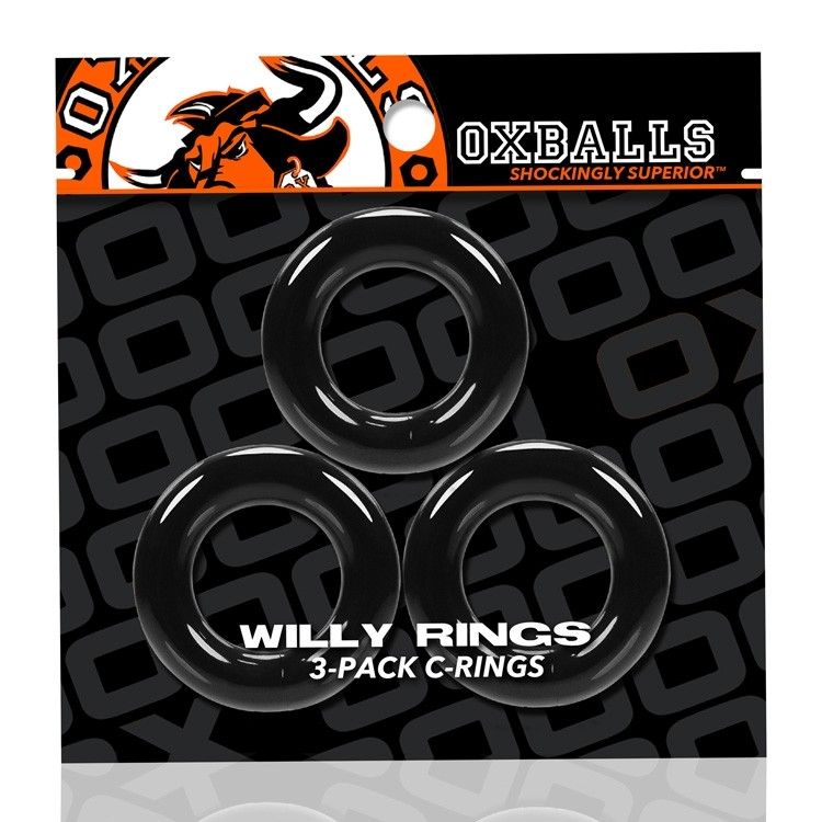 OXBALLS WILLY RINGS 3PK COCKRINGS - BLACK