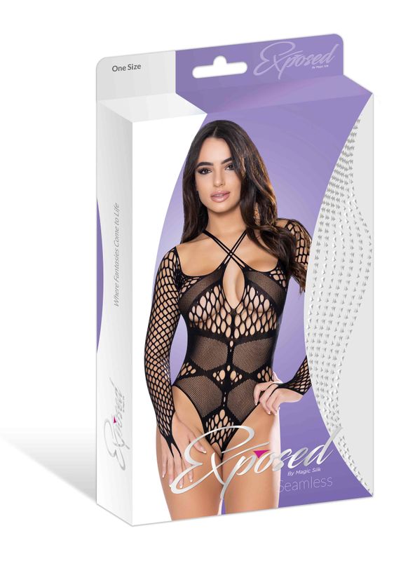 SEAMLESS LONG SLEEVE TEDDY BLACK O/S