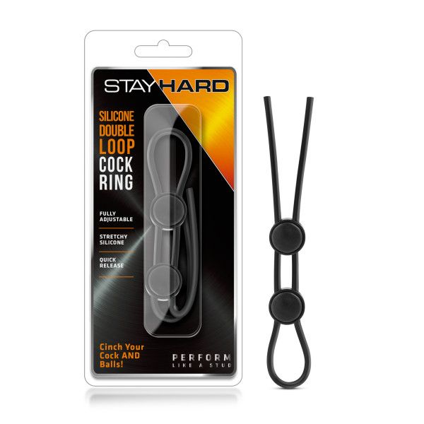 STAY HARD SILICONE DOUBLE LOOP COCK RING BLACK