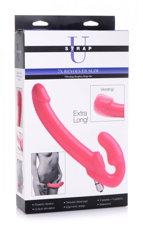 STRAP U 7X REVOLVER SLIM STRAPLESS STRAP-ON PINK