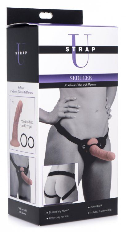 STRAP U SEDUCER 7IN SILICONE DILDO W/HARNESS
