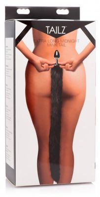 TAILZ EXTRA LONG MIDNIGHT MINK TAIL METAL ANAL PLUG