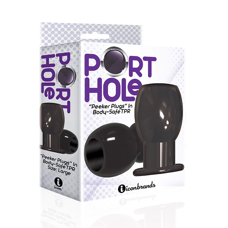 THE 9&#39;S PORT HOLE HOLLOW BUTT PLUG BLACK