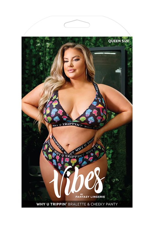 VIBES WHY U TRIPPIN BRALETTE &amp; PANTY SET Q/S