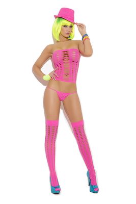 VIVACE G STRING &amp; STOCKINGS NEON PINK OS