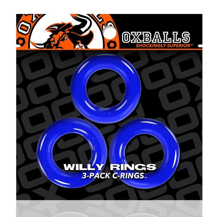 WILLY RINGS 3PK COCKRINGS POLICE BLUE