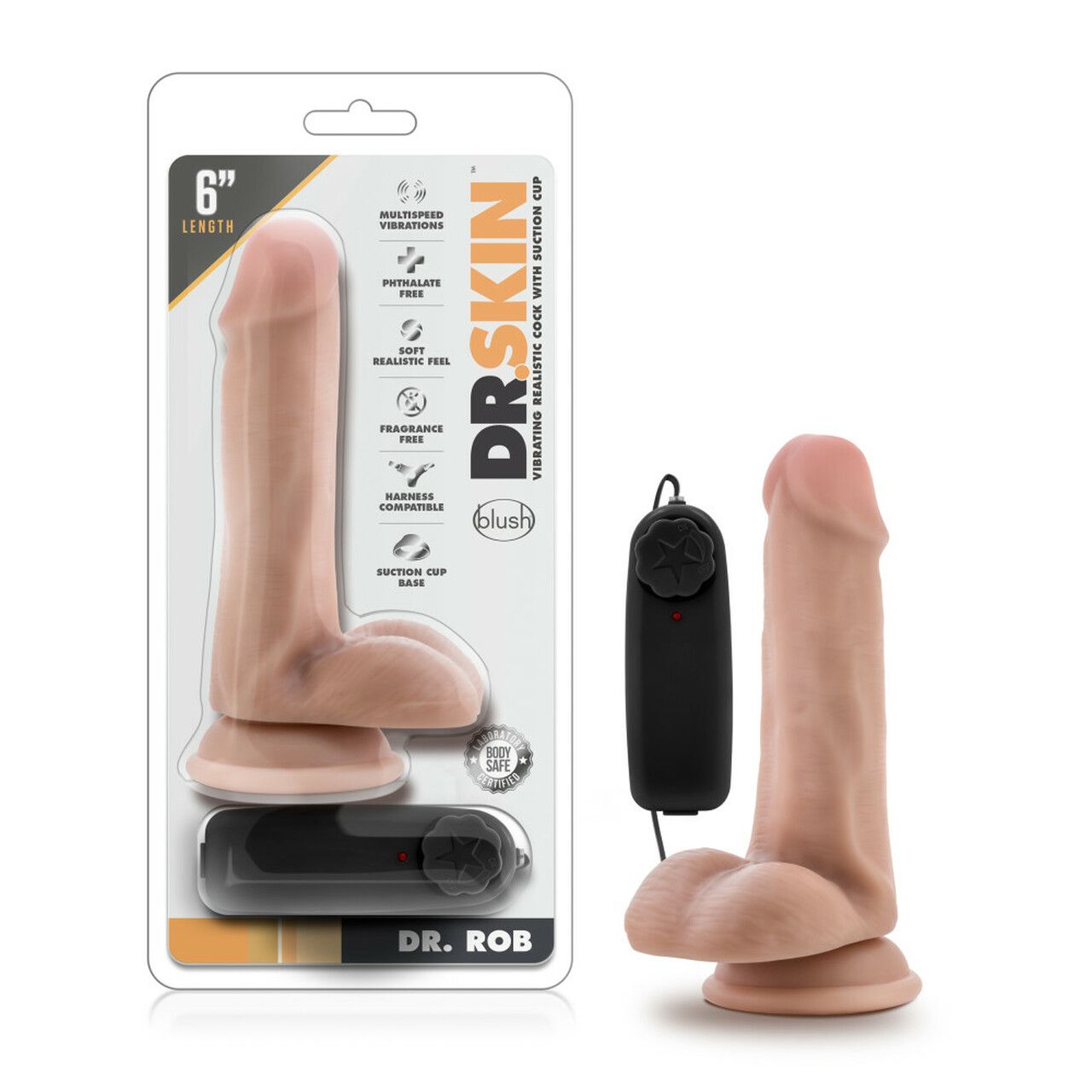 DR SKIN DR ROB 6IN COCK VANILLA VIBRATING