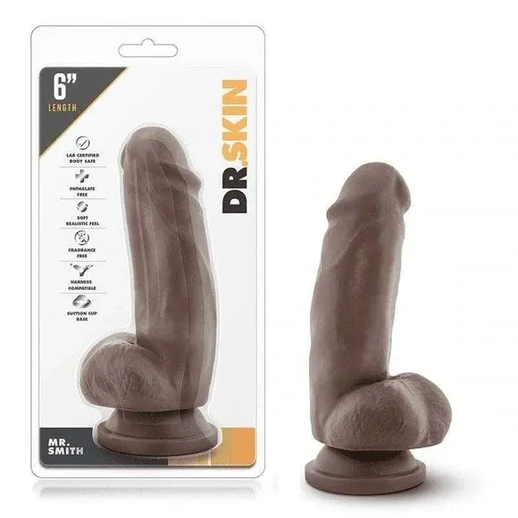 DR SKIN MR SMITH 6 DILDO W/SUCTION CUP CHOCOLATE